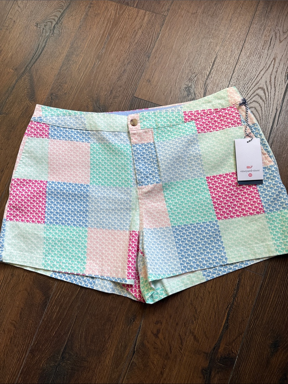Vineyard Vines Pastel Patchwork Shorts in Pink, Mint, Blue, Peach Size 14